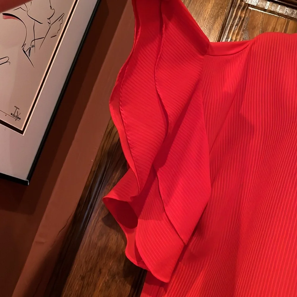 Red Ruffle Bell 3/4 Sleeve Tunic Top - Picture 3 of 7